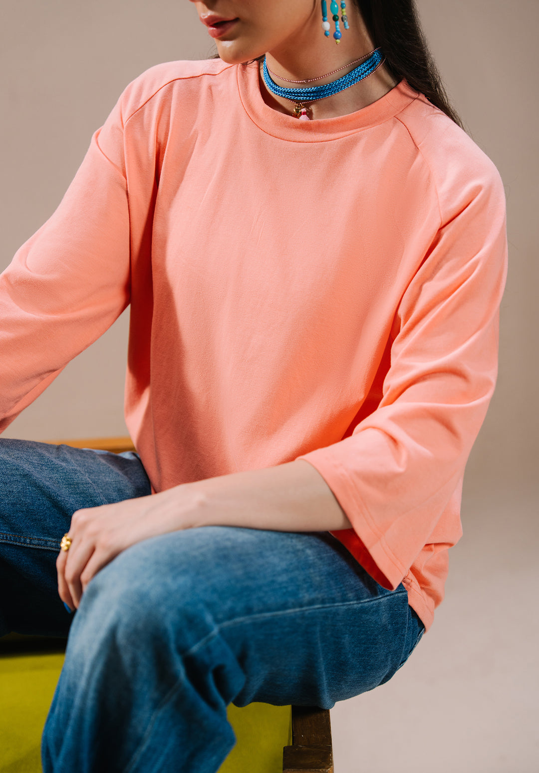 Burnt Coral Drop Shoulder Tshirt Women