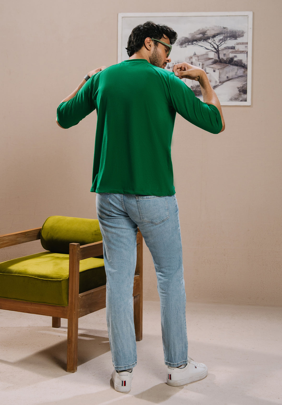 Dark Green Drop Shoulder Tshirt MEN