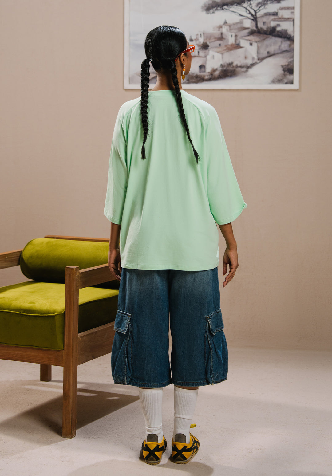 Lime Green Drop Shoulder Tshirt Women