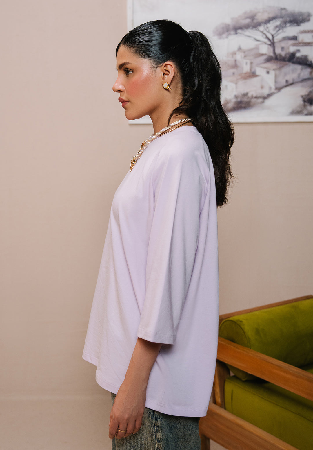 Lilac Drop Shoulder Tshirt Women