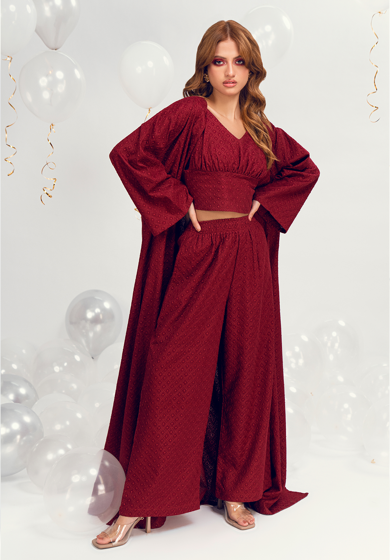 Maroon Kaftaan Co ord Set