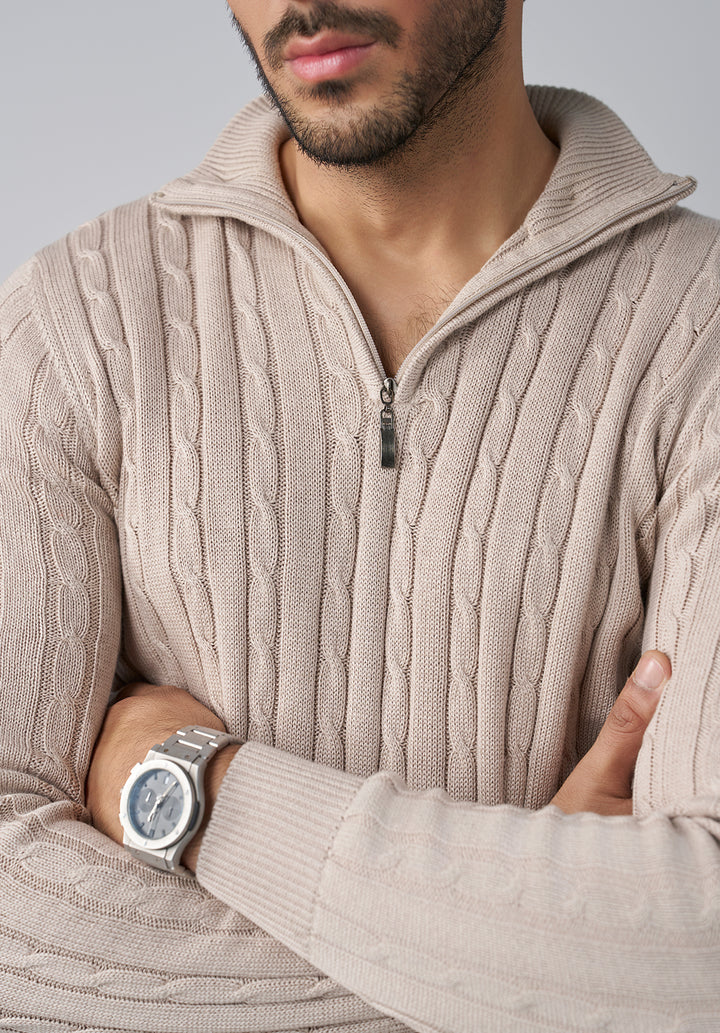 Cable knit half zip sweater
