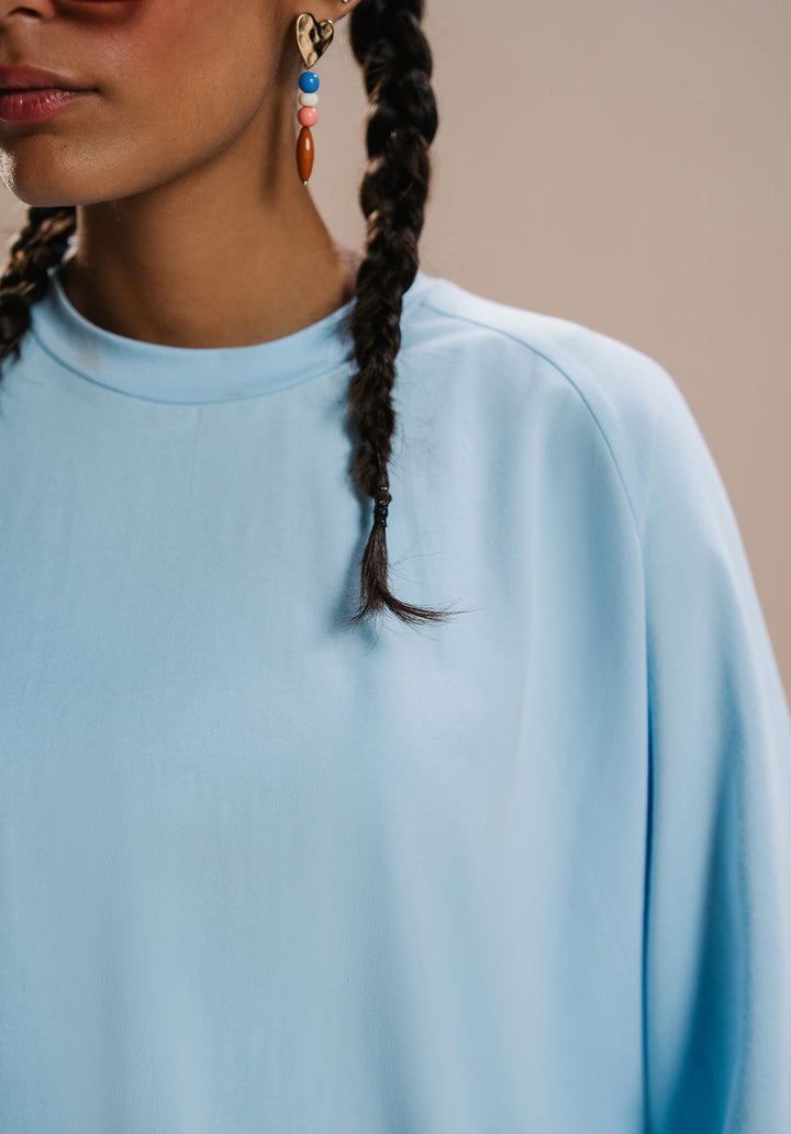 Sky Blue Drop Shoulder Tshirt Women