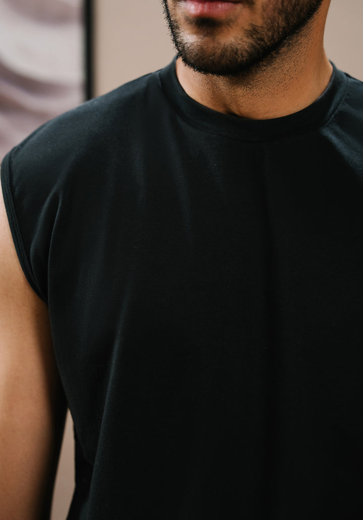 Black Men Sleeveless Crewneck Tshirt
