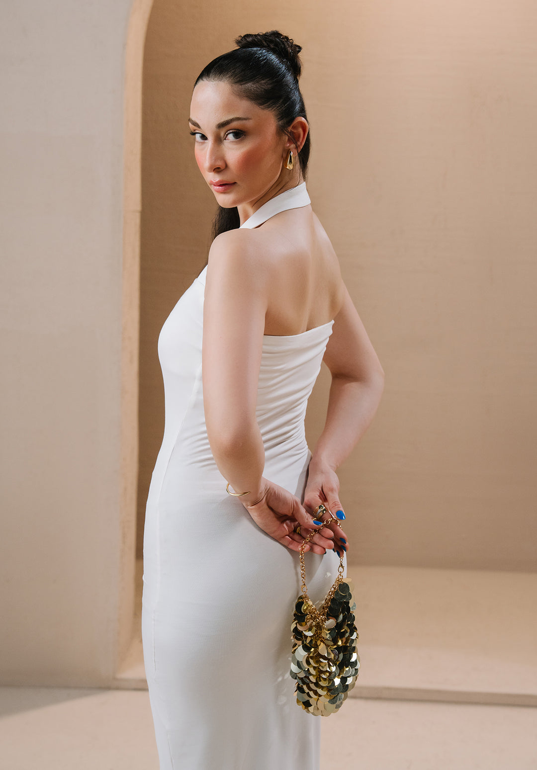 White Halter Strap Dress