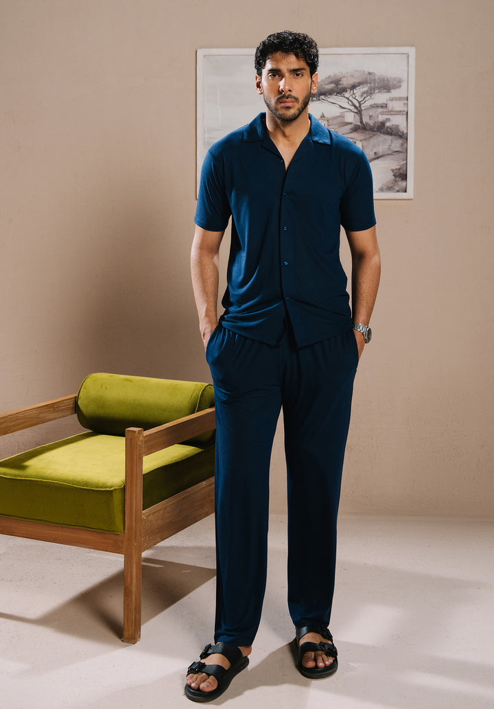 Blue Button Down Co ord Set