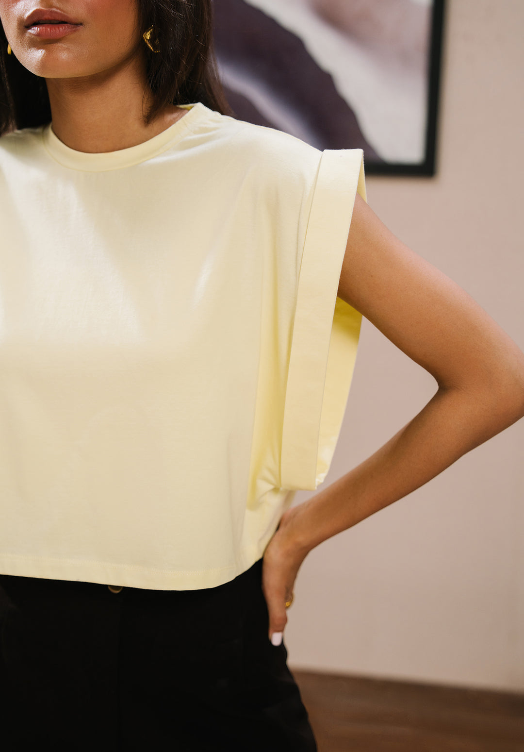 Butter Yellow Sleeveless Crop Top