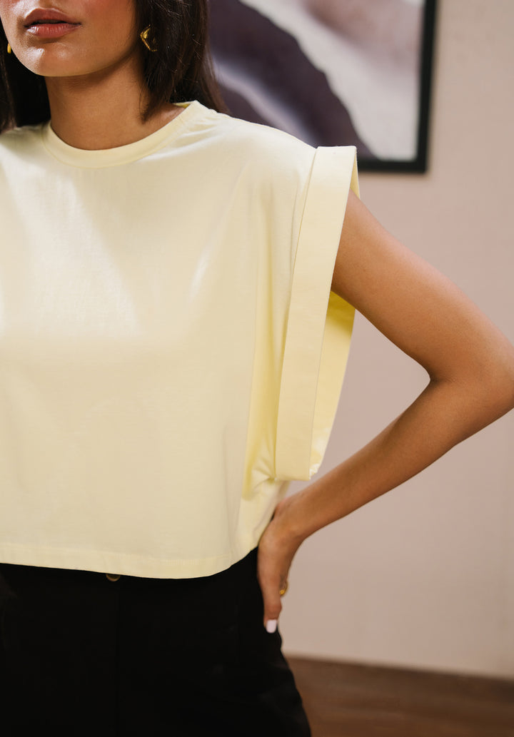 Butter Yellow Sleeveless Crop Top