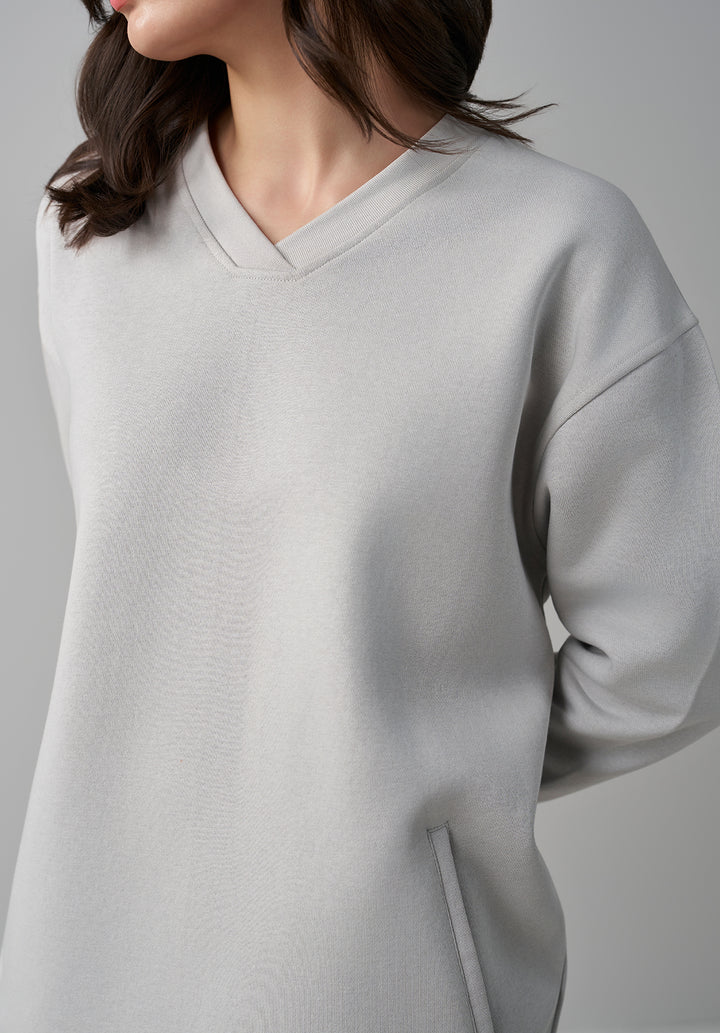 Grey V Neck Sweatshirt