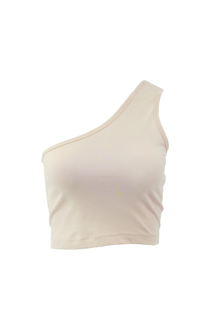 Beige One shoulder Top