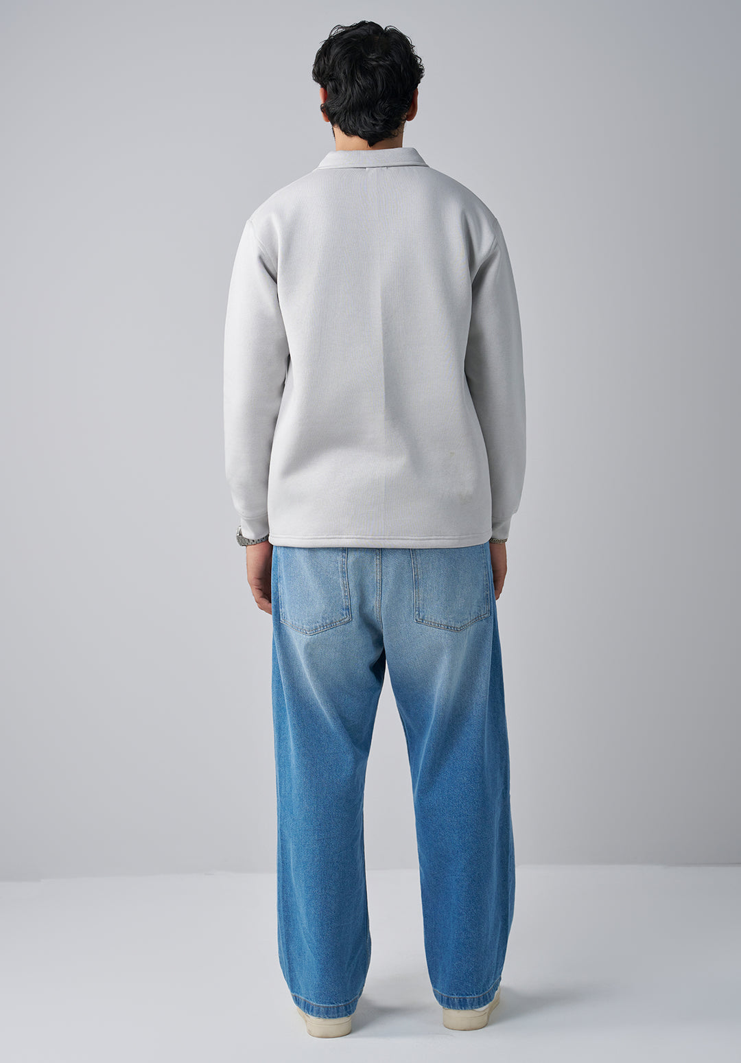 Grey V Collar Sweat Shirt