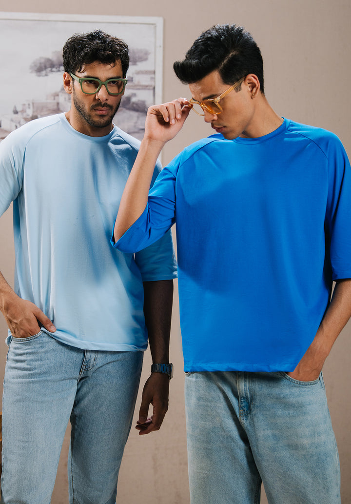 Sky Blue Drop Shoulder Tshirt MEN