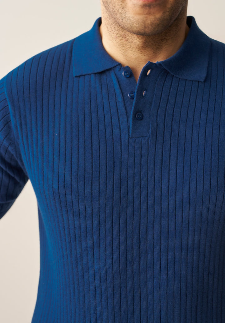 TEXTURED KNITTED POLO SHIRT (YTS-BL)