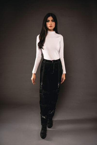 METAL BUCKLE STRAIGHT LEG PANT