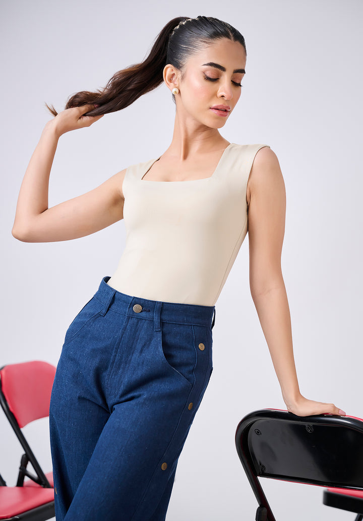 Grey Shoulder Strap Bodysuits