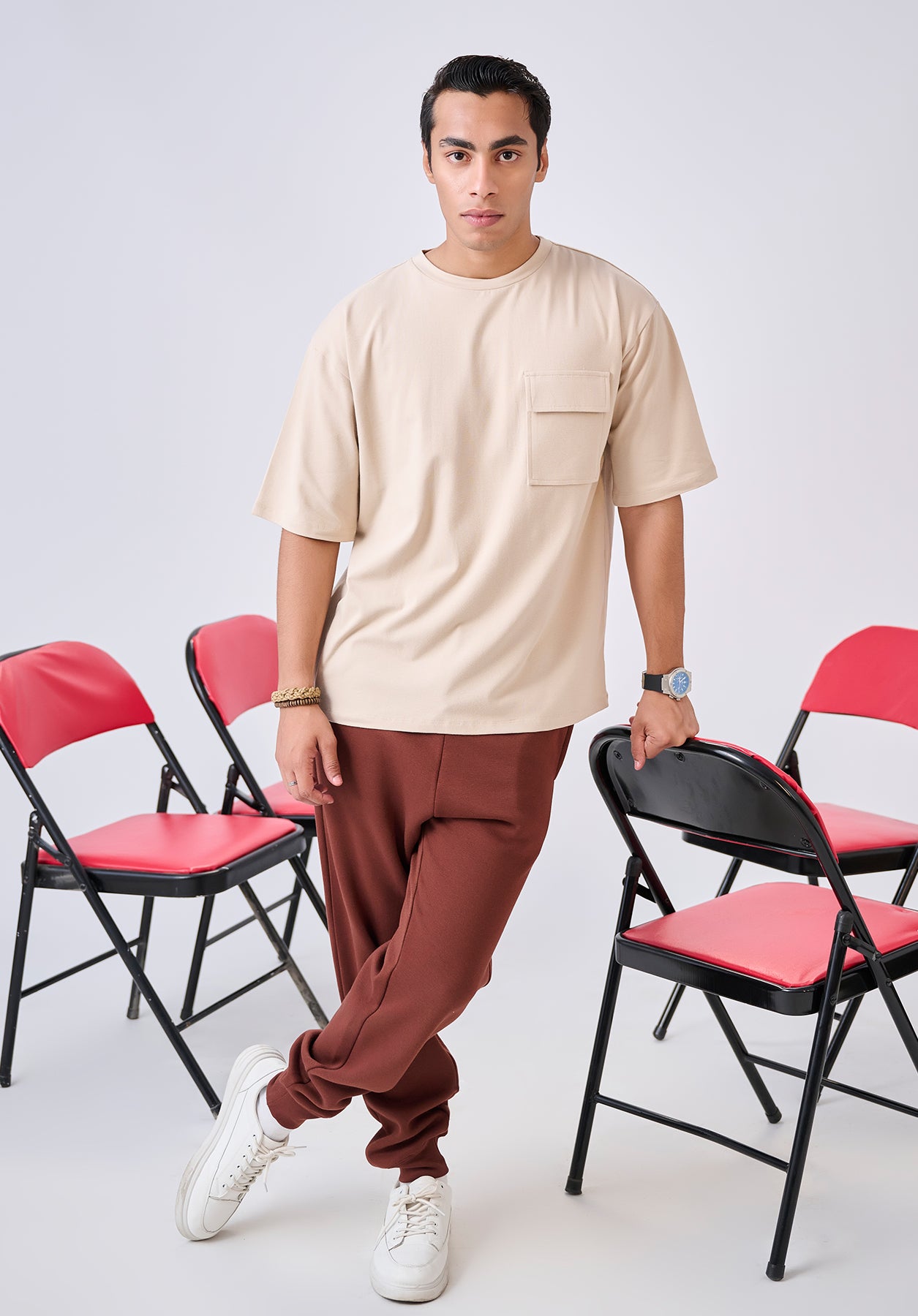 Beige Pocket T Shirt