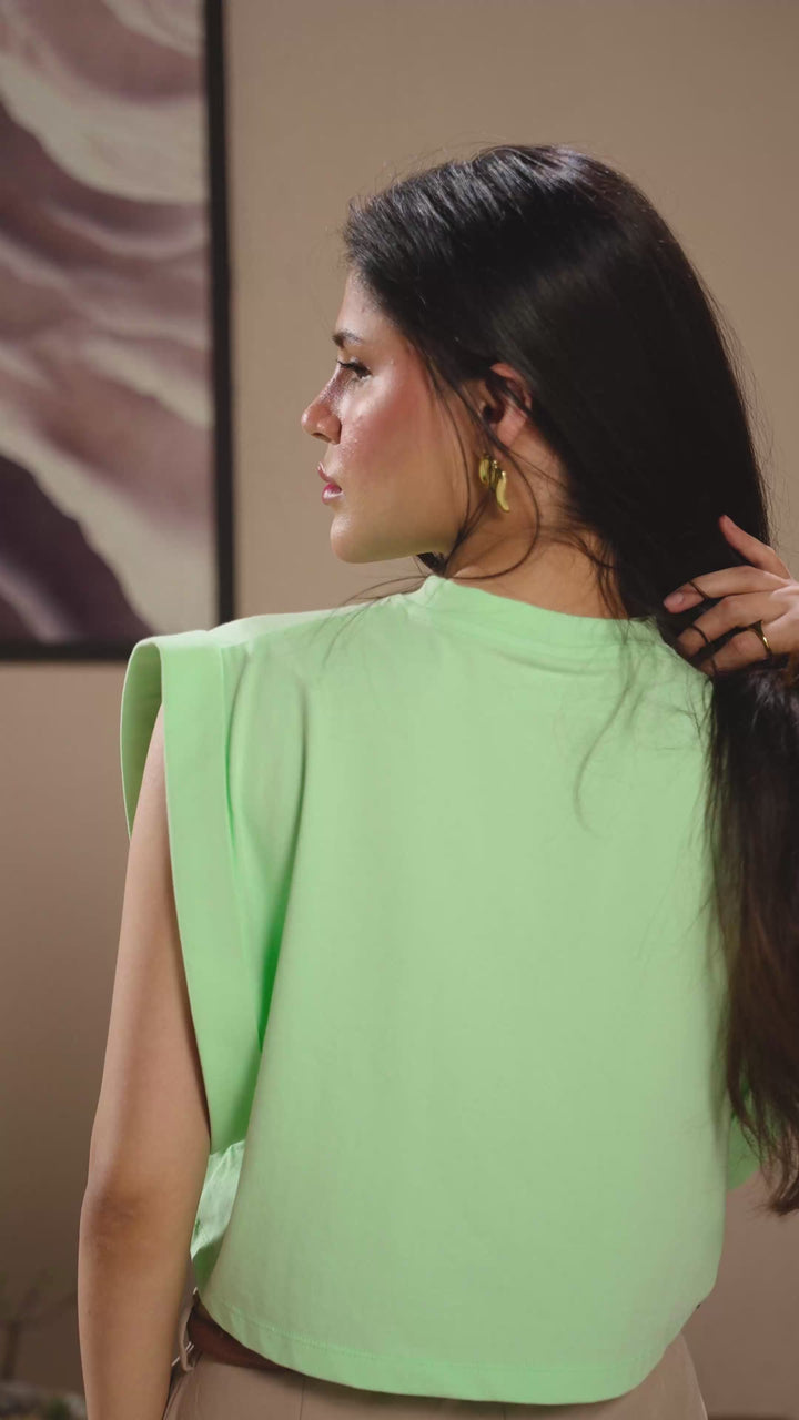 Lime Green Sleeveless Crop Top