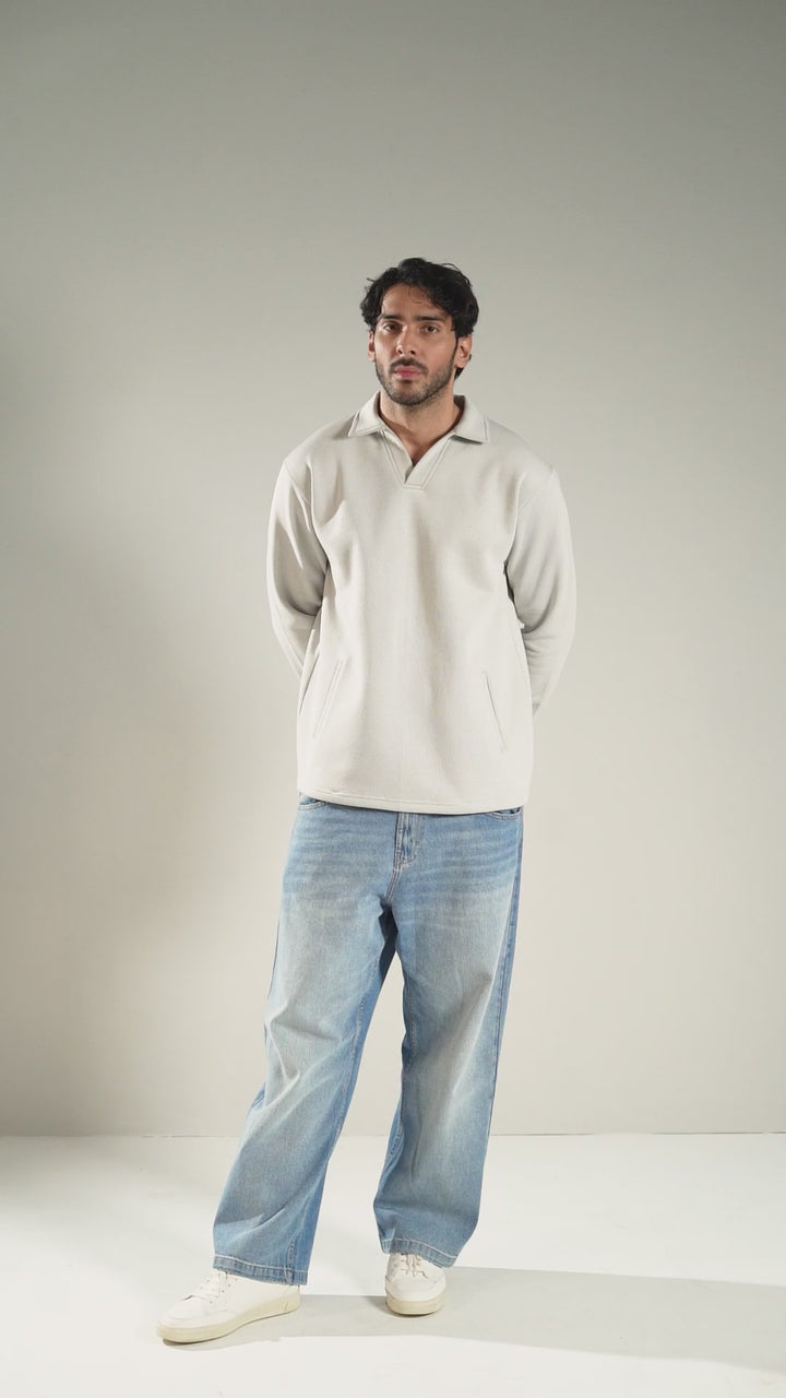 Grey V Collar Sweat Shirt