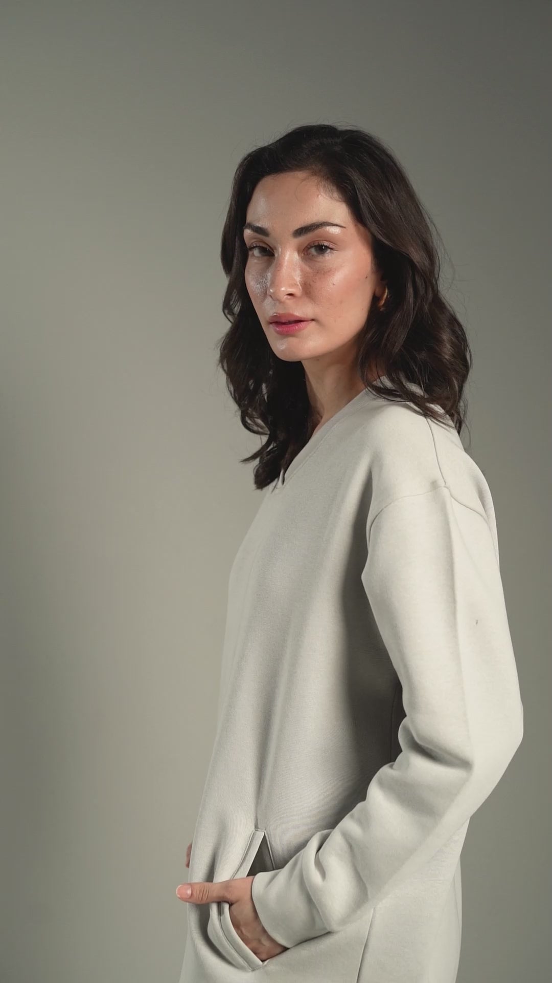 Grey V Neck Sweatshirt