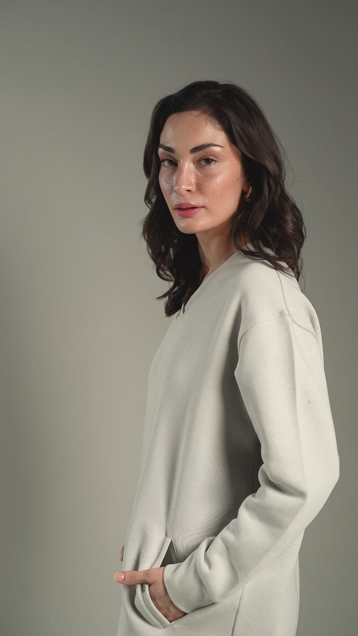 Grey V Neck Sweatshirt