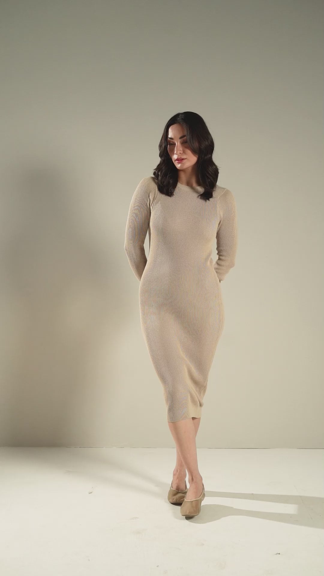 Beige Crewneck Maxi dress