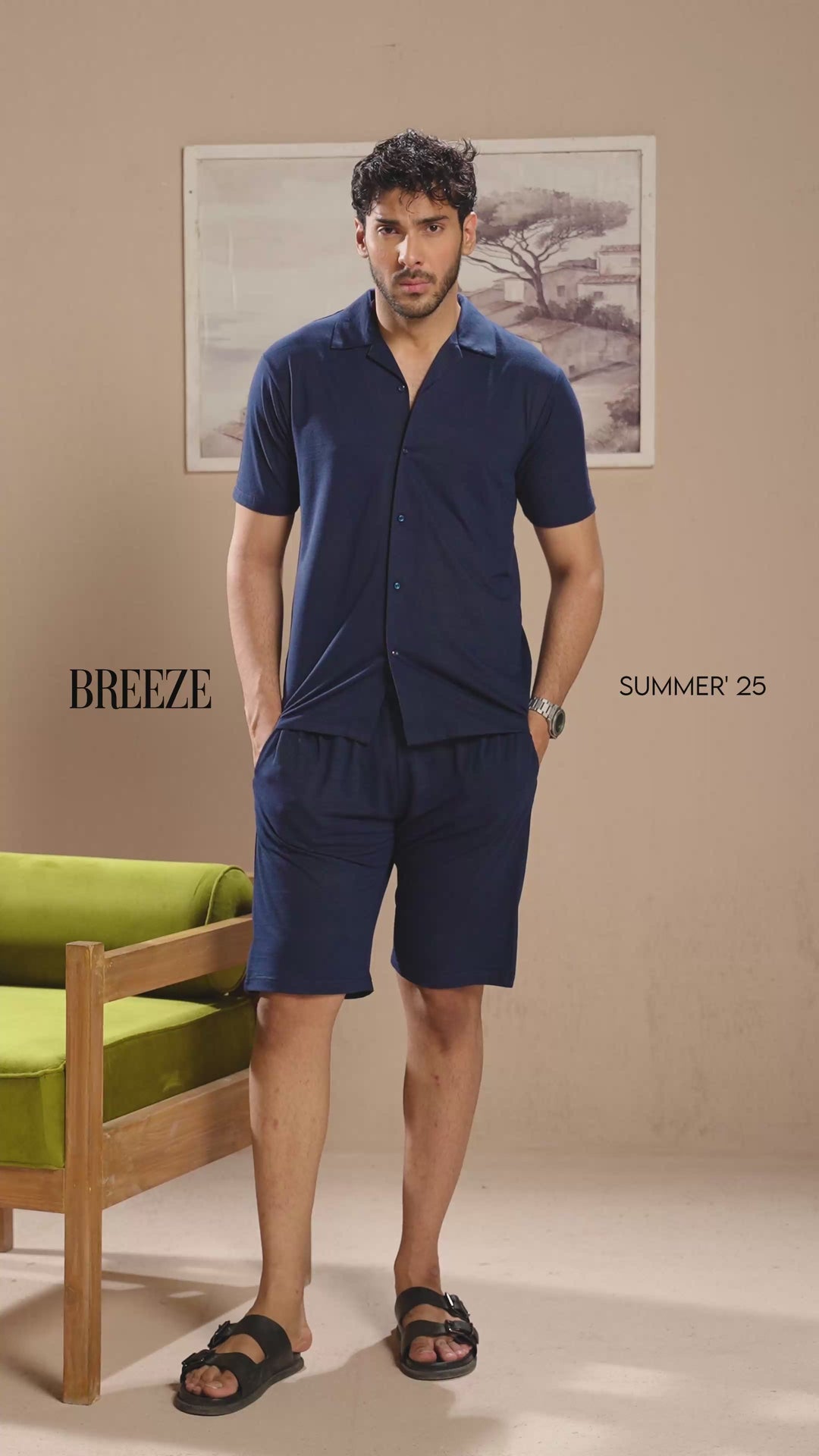 Blue Button Down Co ord Set