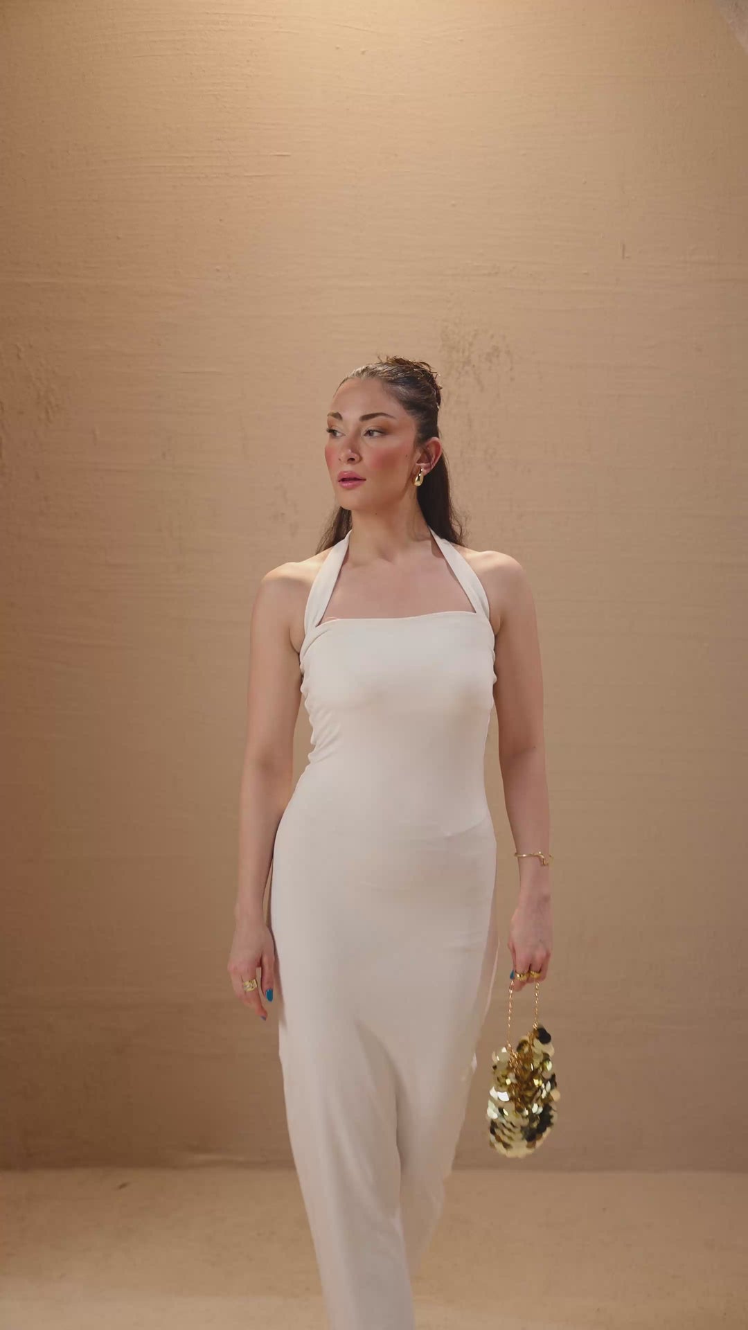 White Halter Strap Dress