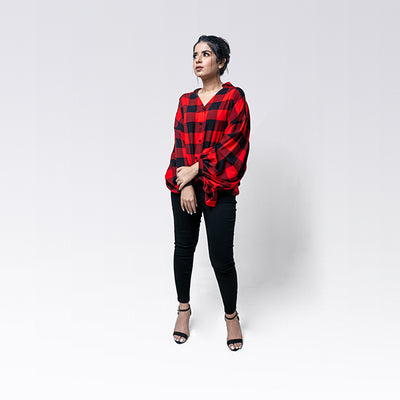 Red Checked Baggy Shirt