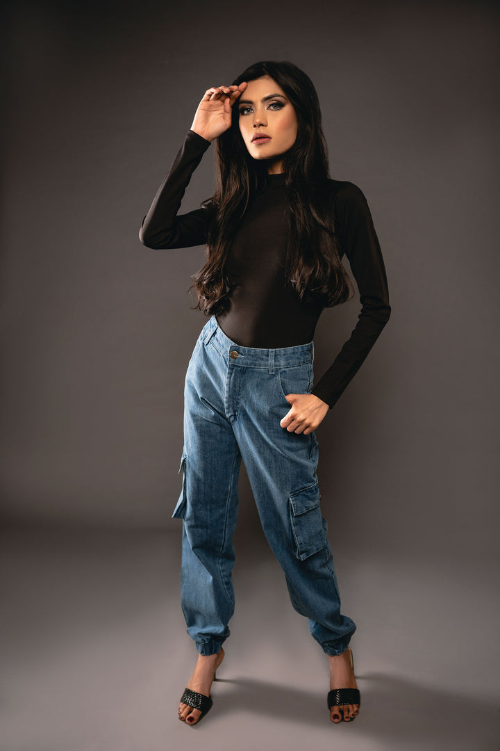 Charcoal Black High Neck Bodysuit