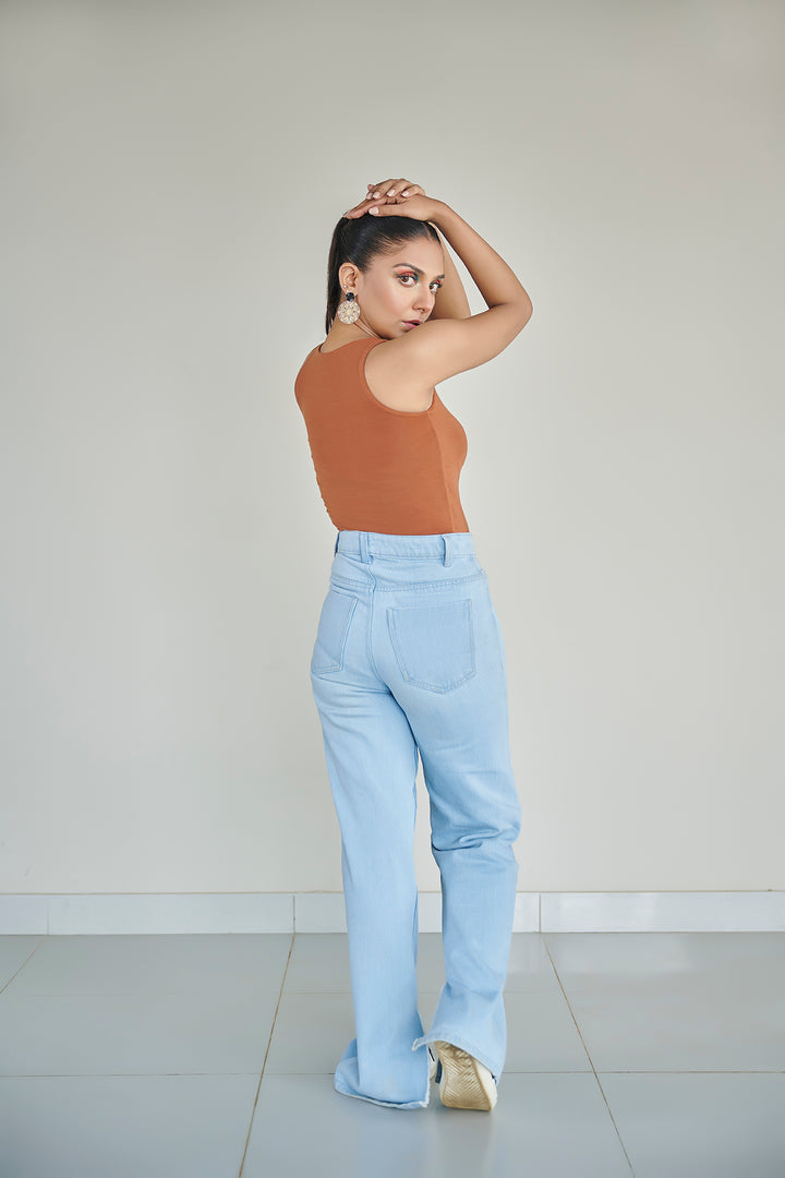 Caramel sleeveless bodysuit