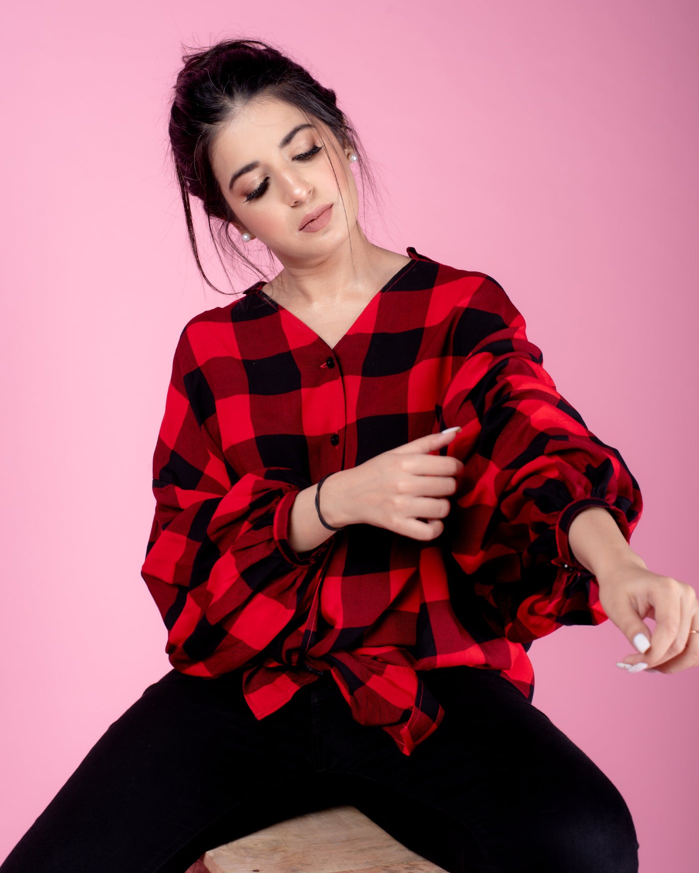 Red Checked Baggy Shirt