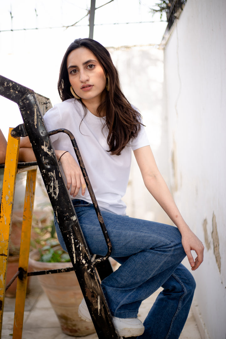 White Half Sleeves T Shirt