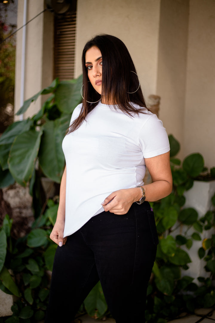 White Half Sleeves T Shirt