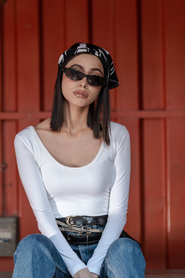 WHITE FULL SLEEVES BODYSUIT