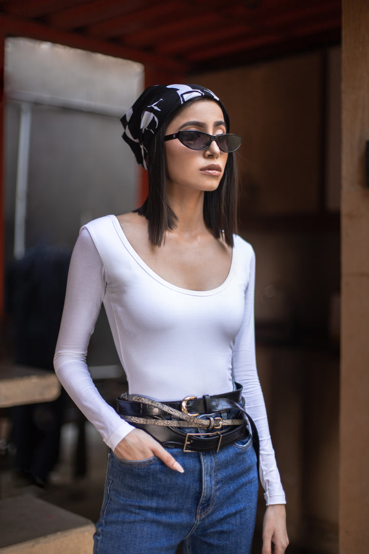 WHITE FULL SLEEVES BODYSUIT